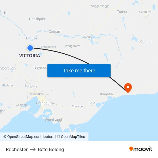 Rochester to Bete Bolong map