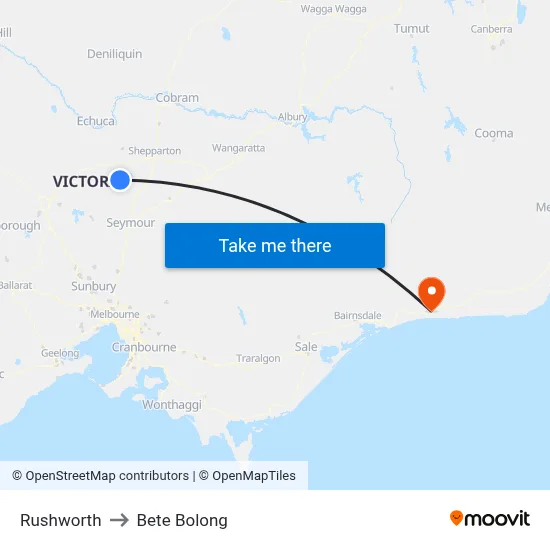 Rushworth to Bete Bolong map