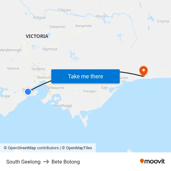 South Geelong to Bete Bolong map