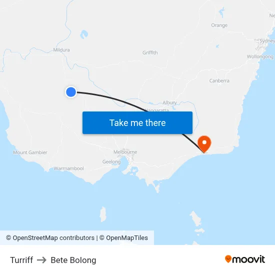 Turriff to Bete Bolong map