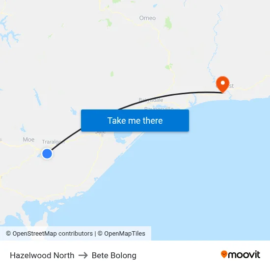 Hazelwood North to Bete Bolong map
