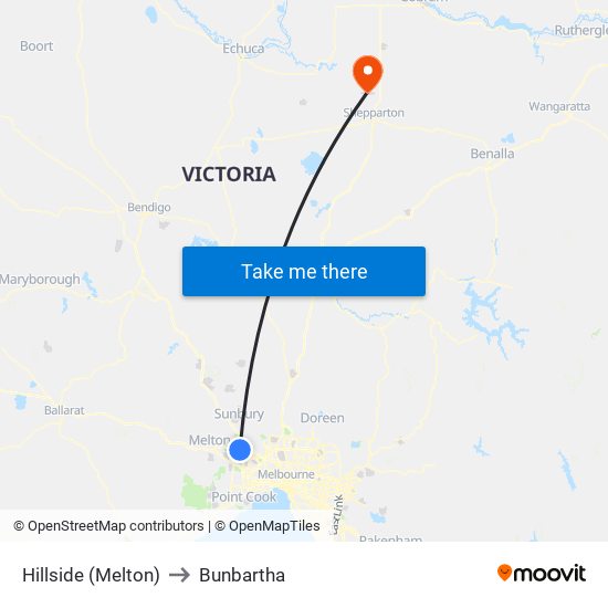 Hillside (Melton) to Bunbartha map