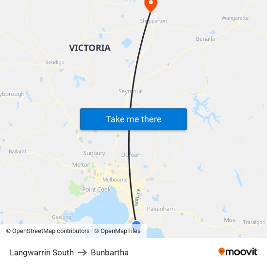 Langwarrin South to Bunbartha map