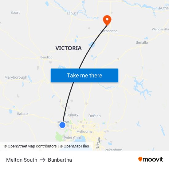 Melton South to Bunbartha map