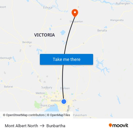 Mont Albert North to Bunbartha map