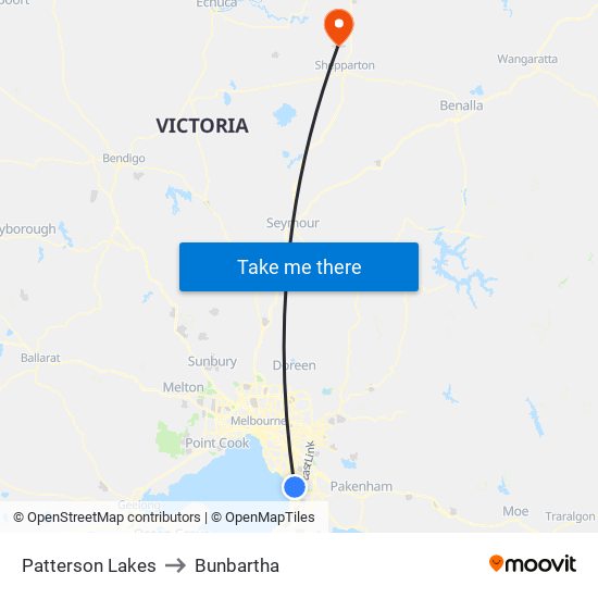 Patterson Lakes to Bunbartha map