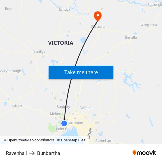 Ravenhall to Bunbartha map