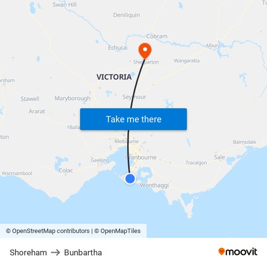 Shoreham to Bunbartha map