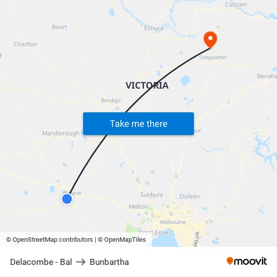 Delacombe - Bal to Bunbartha map