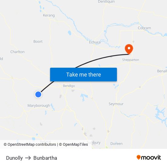 Dunolly to Bunbartha map