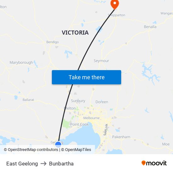 East Geelong to Bunbartha map
