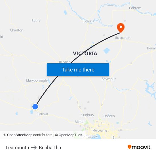 Learmonth to Bunbartha map