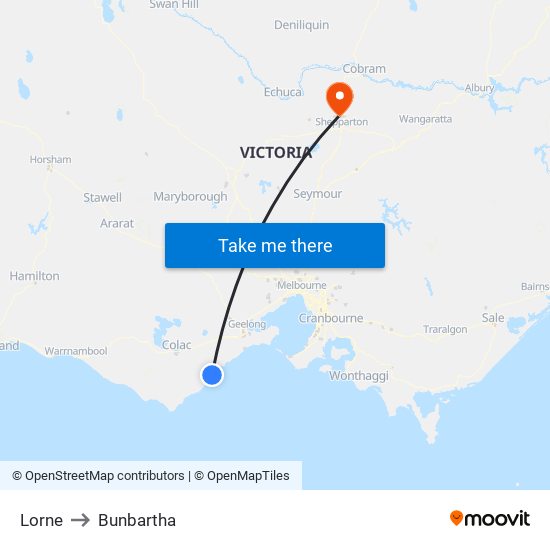 Lorne to Bunbartha map