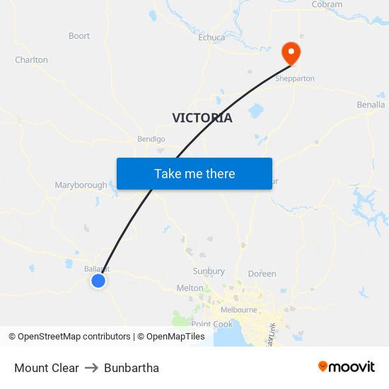 Mount Clear to Bunbartha map