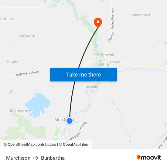 Murchison to Bunbartha map