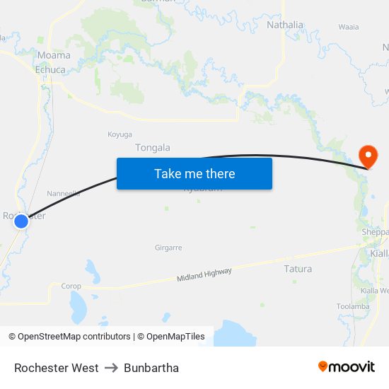 Rochester West to Bunbartha map