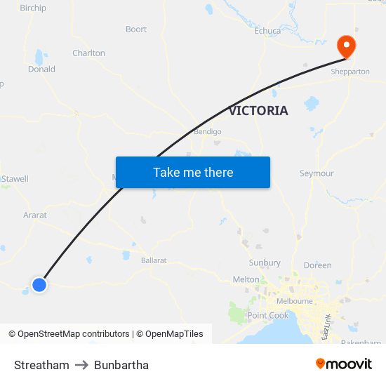 Streatham to Bunbartha map