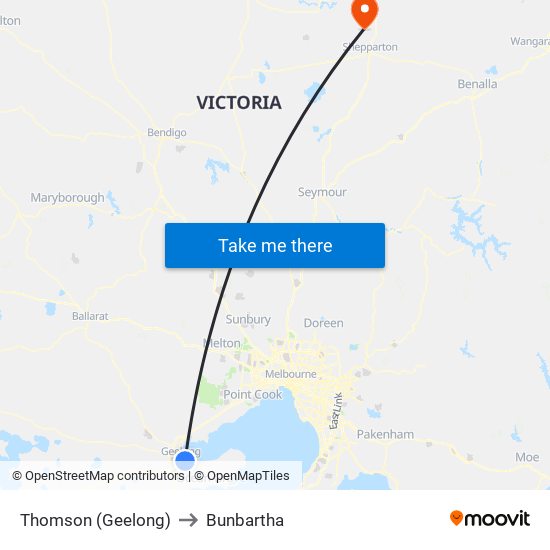 Thomson (Geelong) to Bunbartha map