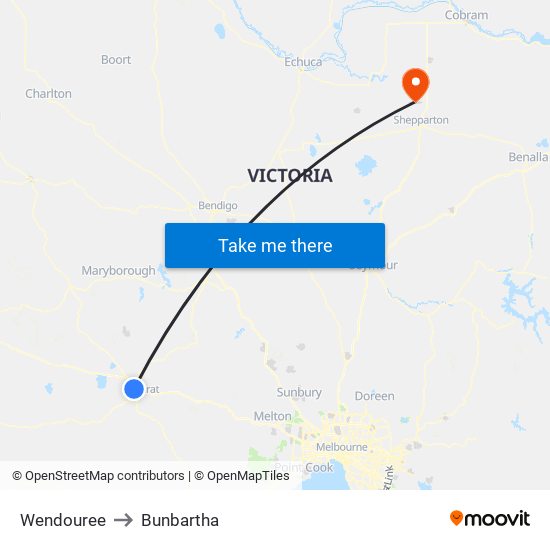 Wendouree to Bunbartha map