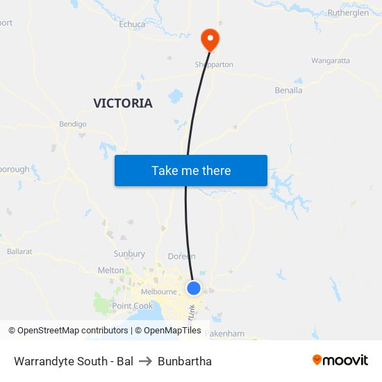 Warrandyte South - Bal to Bunbartha map