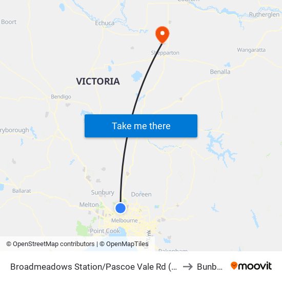 Broadmeadows Station/Pascoe Vale Rd (Broadmeadows) to Bunbartha map