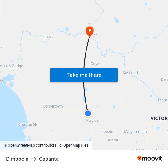 Dimboola to Cabarita map