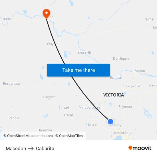 Macedon to Cabarita map