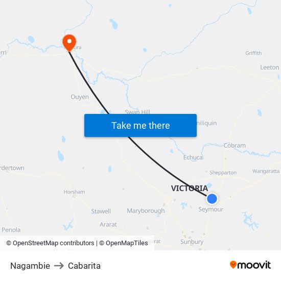 Nagambie to Cabarita map