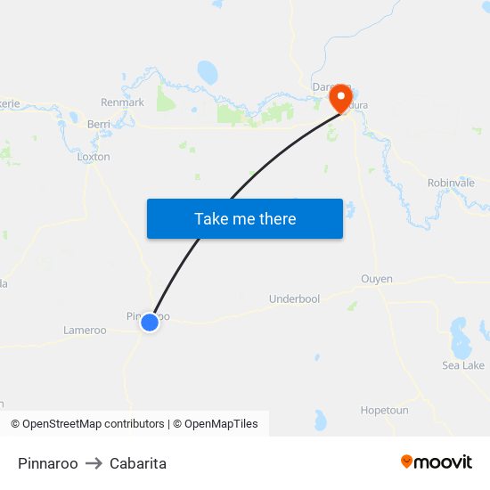 Pinnaroo to Cabarita map