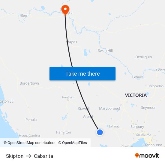 Skipton to Cabarita map