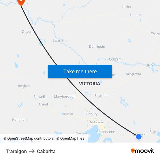 Traralgon to Cabarita map