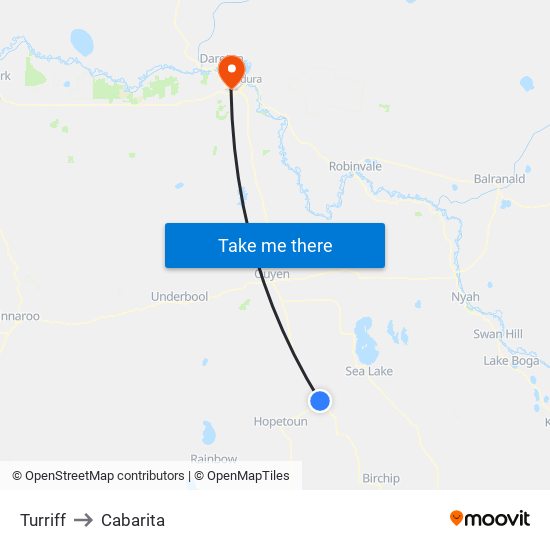 Turriff to Cabarita map