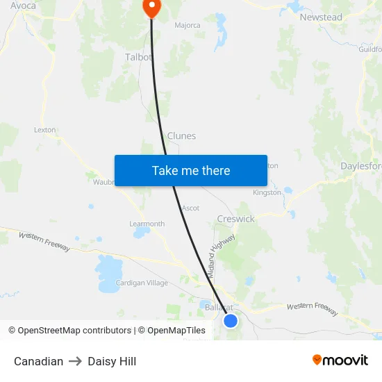 Canadian to Daisy Hill map