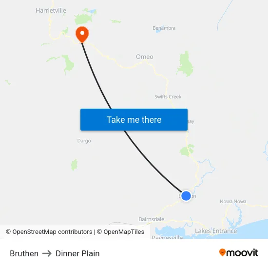 Bruthen to Dinner Plain map
