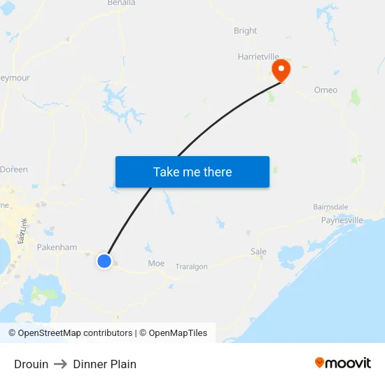 Drouin to Dinner Plain map