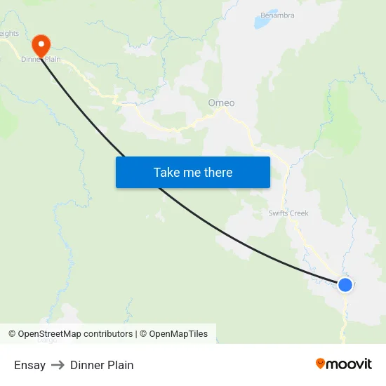 Ensay to Dinner Plain map