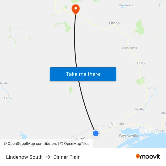 Lindenow South to Dinner Plain map