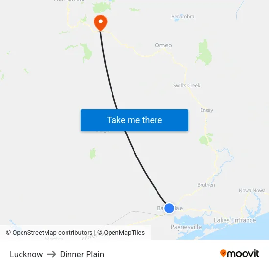 Lucknow to Dinner Plain map