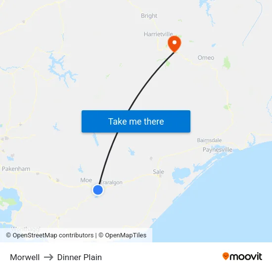 Morwell to Dinner Plain map
