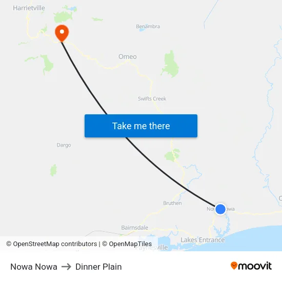 Nowa Nowa to Dinner Plain map