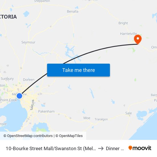 10-Bourke Street Mall/Swanston St (Melbourne City) to Dinner Plain map