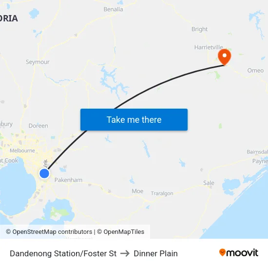 Dandenong Station/Foster St to Dinner Plain map