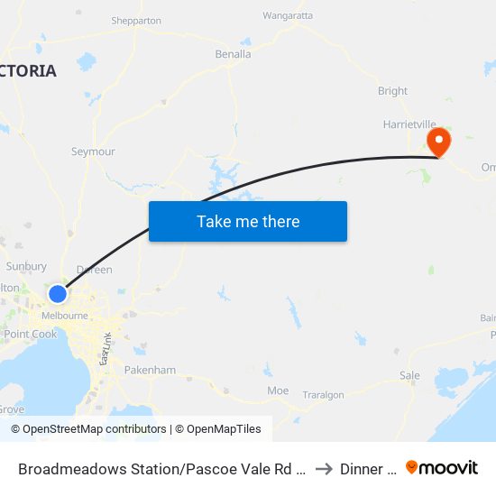 Broadmeadows Station/Pascoe Vale Rd (Broadmeadows) to Dinner Plain map