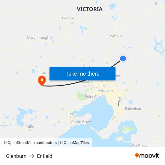 Glenburn to Enfield map