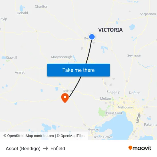 Ascot (Bendigo) to Enfield map