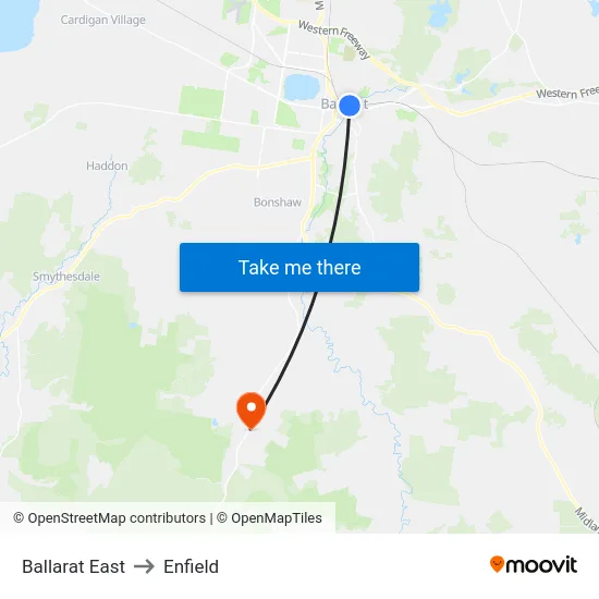Ballarat East to Enfield map