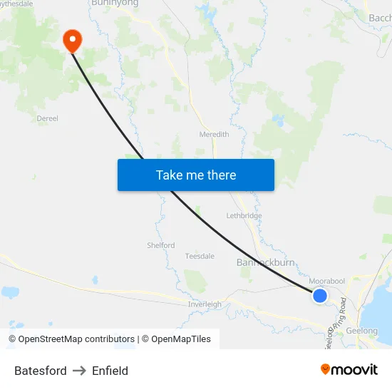 Batesford to Enfield map