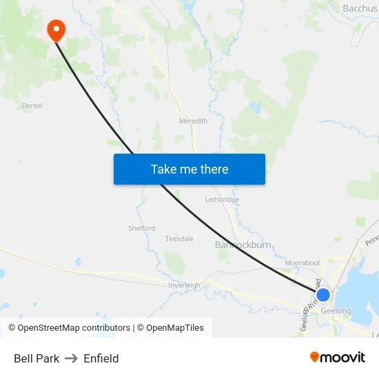 Bell Park to Enfield map