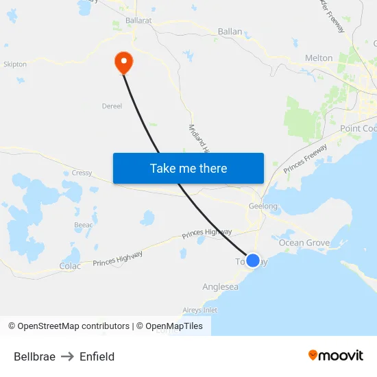 Bellbrae to Enfield map