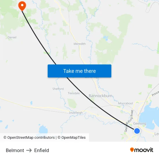 Belmont to Enfield map
